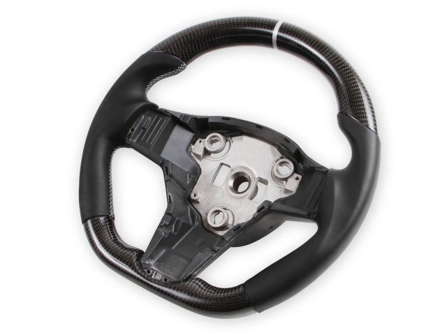 REKUDO Steering Wheel, Carbon Fiber w/ Leather Grips (2017-2021 Tesla Model 3 & Model Y) - Click Image to Close
