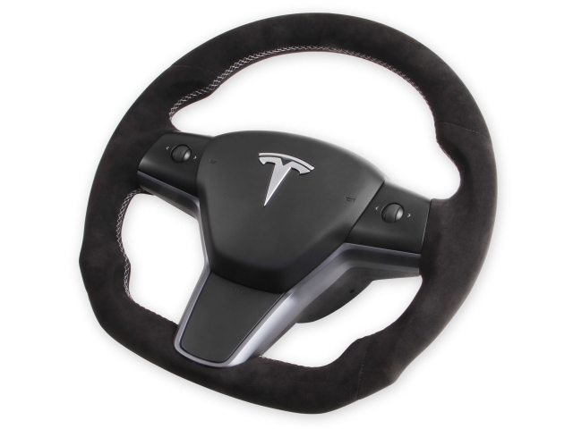 REKUDO Steering Wheel, Alcantara Wrapped (2017-2021 Tesla Model 3 & Model Y)
