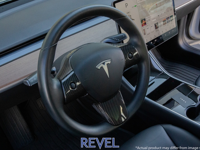 REVEL GT DRY Carbon Steering Wheel Insert Covers (2017-2022 Tesla Model 3)