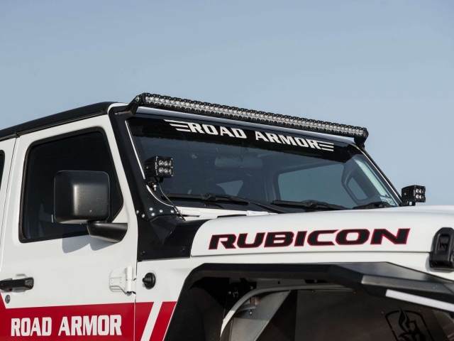 ROAD ARMOR STEALTH A-Pillar Light Mounts, 51.5" + 1 Lower Mount, Texture Black (2018-2021 Wrangler JL & JLU)