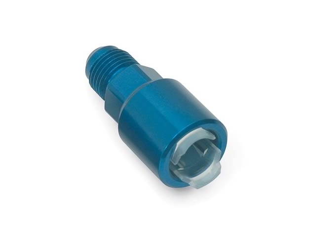 Russell Push-On EFI Fitting, -6 AN Male To 5/16" SAE Quick-Disconnect Female, Blue
