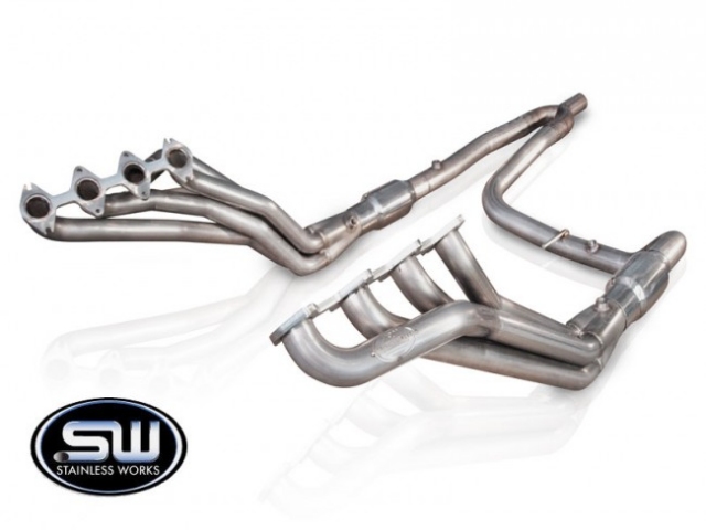 STAINLESS WORKS Long Tube Headers & Y-Pipe w/ Catalytic Converters, Factory Connect, 1-3/4" x 2-1/2" (2004-2008 F-150 5.4L MOD) - Click Image to Close