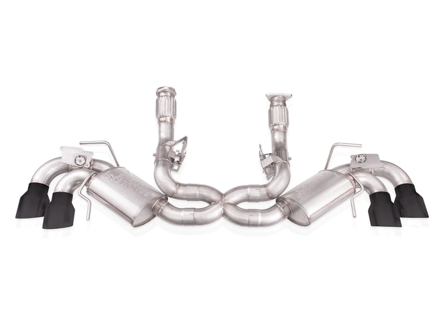 STAINLESS WORKS "LEGEND SERIES" Cat-Back Exhaust w/ Matte Black Tips, 3" (2020-2021 Corvette Stingray) - Click Image to Close