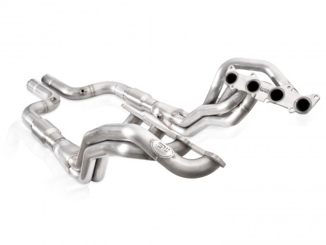 STAINLESS WORKS Long Tube Headers & Lead Pipes w/ Catalytic Converters, 1-7/8" x 3", Aftermarket Connect (2015-2017 Mustang GT) - Click Image to Close