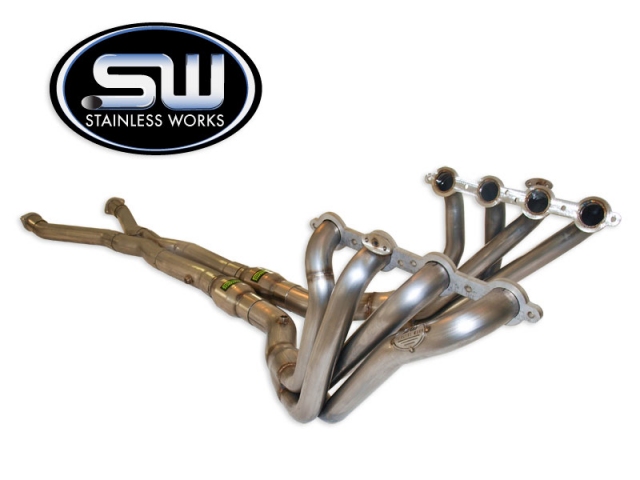 Stainless Works Long Tube Headers & X-Pipe w/ Catalytic Converters, Factory Connect, 1-7/8" x 3" (1997-2000 Corvette) - Click Image to Close