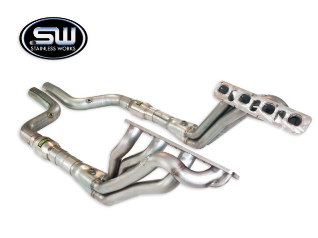 STAINLESS WORKS Long Tube Headers & Lead-Pipes w/ Catalytic Converters, Factory Connect, 1-7/8" x 3" - Click Image to Close