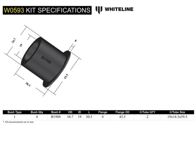 WHITELINE Rear Control Arm - Upper Inner Front Bushing (Mitsubishi Lancer EVO X)