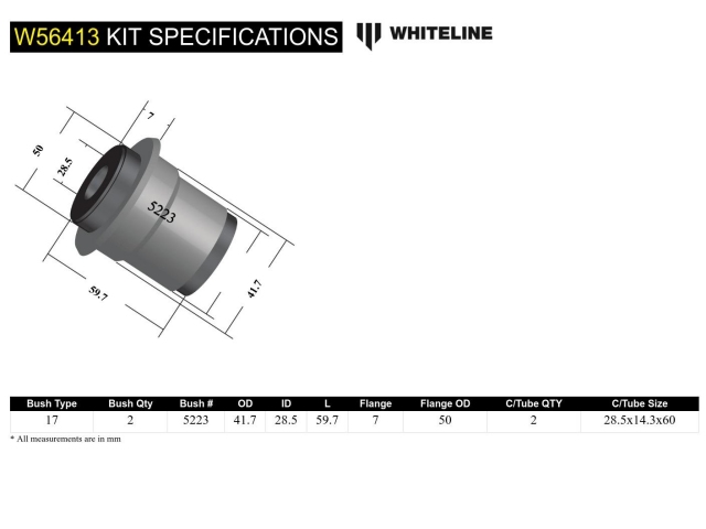 WHITELINE Front Control Arm Lower, Inner Front Bushing Kit (2016-2024 Mazda MX-5 Miata) - Click Image to Close