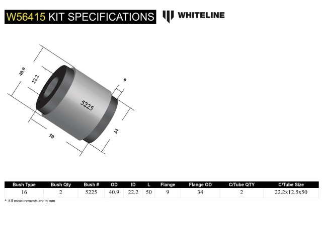 WHITELINE Front Shock Absorber To Control Arm Bushing Kit (2016-2024 Mazda MX-5 Miata)