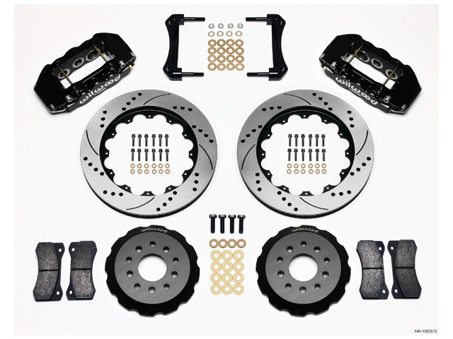wilwood W6A Big Brake Front Brake Kit, Drilled & Slotted, Black (2005-2013 Mustang) - Click Image to Close