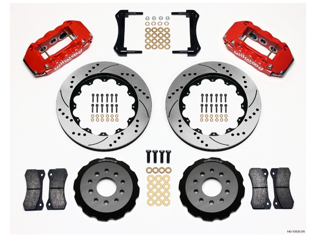 wilwood W6A Big Brake Front Brake Kit, Drilled & Slotted, Red (2005-2013 Mustang) - Click Image to Close