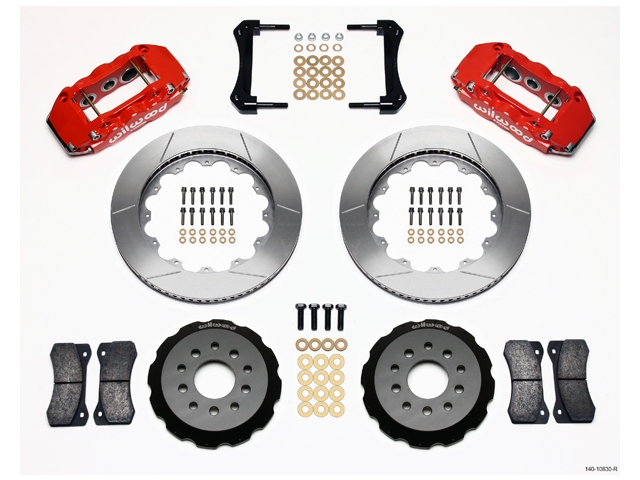 wilwood W6A Big Brake Front Brake Kit, Slotted, Red (2005-2013 Mustang) - Click Image to Close