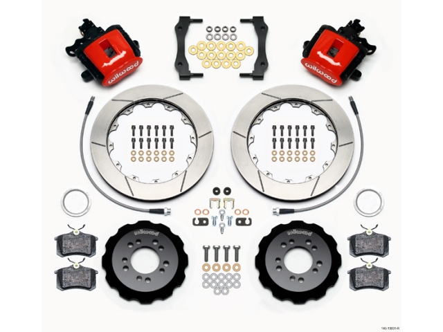wilwood Combination Parking Brake Caliper Rear Brake Kit, Slotted, Red (2013 Focus ST) - Click Image to Close