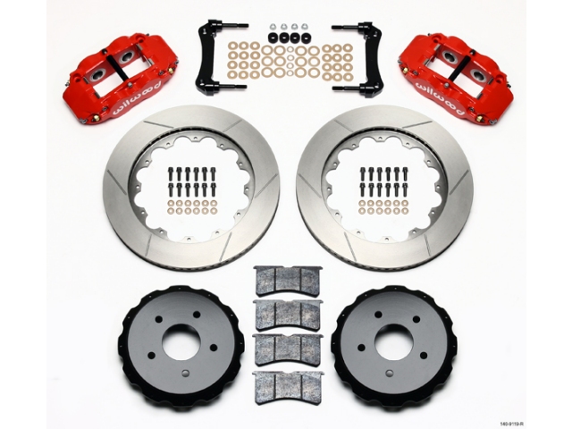 wilwood W4A Big Brake Rear Brake Kit For OE Parking Brake, Slotted, Red - Click Image to Close