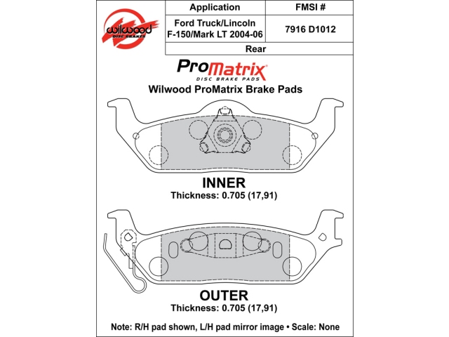 wilwood ProMatrix Brake Pads, Front & Rear [D1012] (2004-2008 F-150)