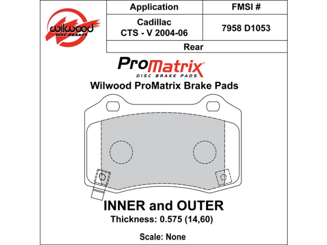 wilwood ProMatrix Brake Pads, Front & Rear [D1053] (2008-2012 Challenger SRT-8)