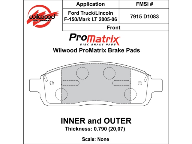 wilwood ProMatrix Brake Pads, Front & Rear [D1083] (2004-2008 F-150)