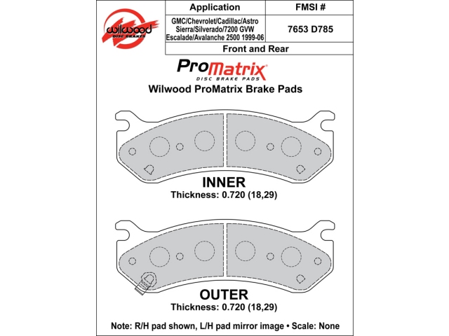 wilwood ProMatrix Brake Pads, Front & Rear [D785]