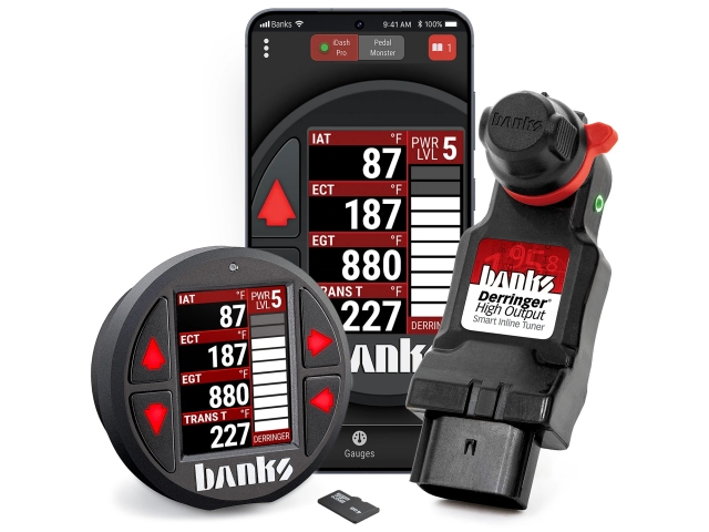 banks Derringer High Output Smart Inline Tuner + iDash Data Pro (2020-2022 Chevrolet & GMC 2500 & 3500 HD 6.6T L5P DURAMAX)